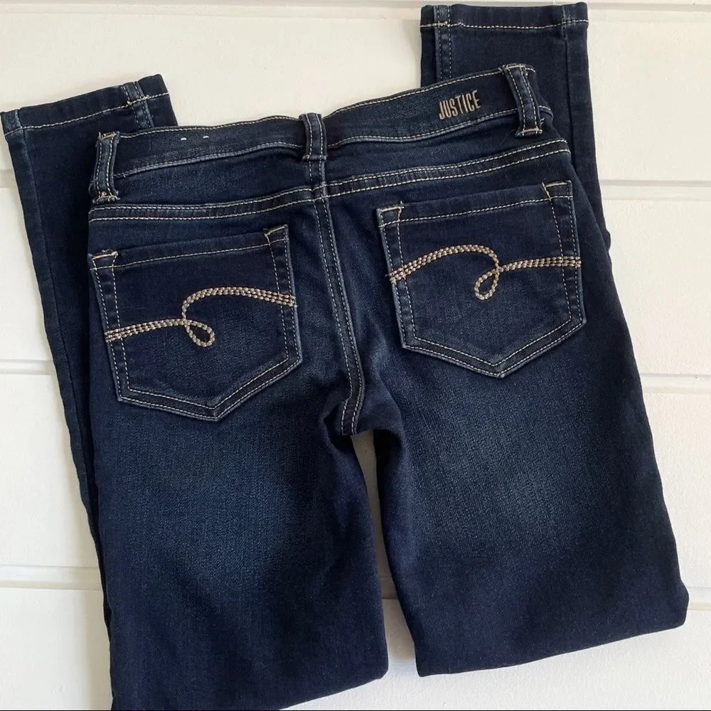 Justice Girls Mid Rise Dark Wash Jegging Jeans Size 8 Like New Condition